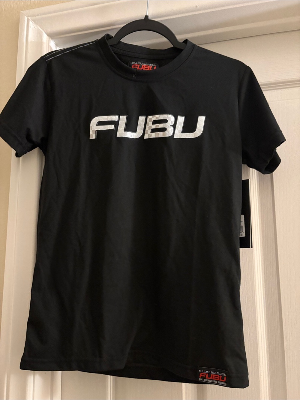 FUBU Black Short-Sleeve Tee with Silver Logo